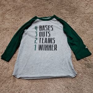 Adidas Gray with green sleeves baseball raglan 3/4 long sleeve shirt Size M